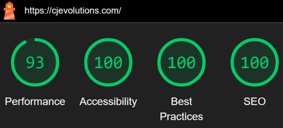 Google Lighthouse screenshot for CJ Evolutions