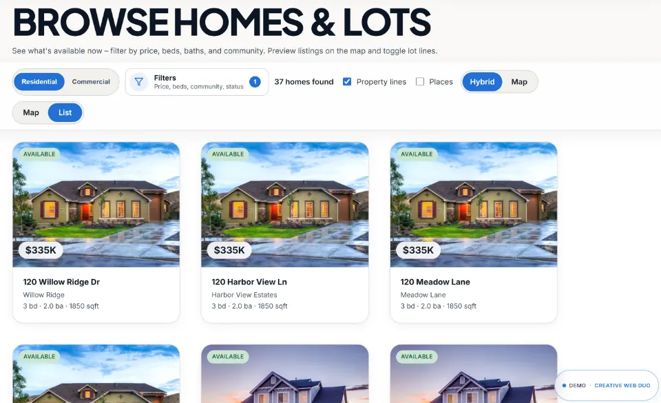 CWD property demo screenshot