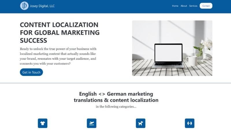Screenshot of the Josey Digital website