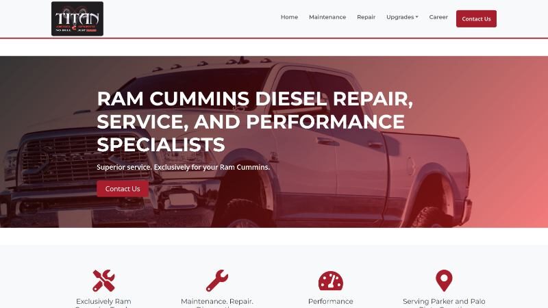 Screenshot of the Titan Diesel Sports website